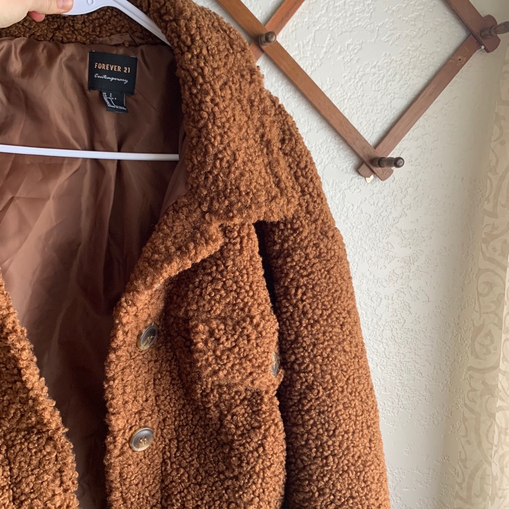 Forever 21 Contemporary Cropped Teddy-Bear Coat